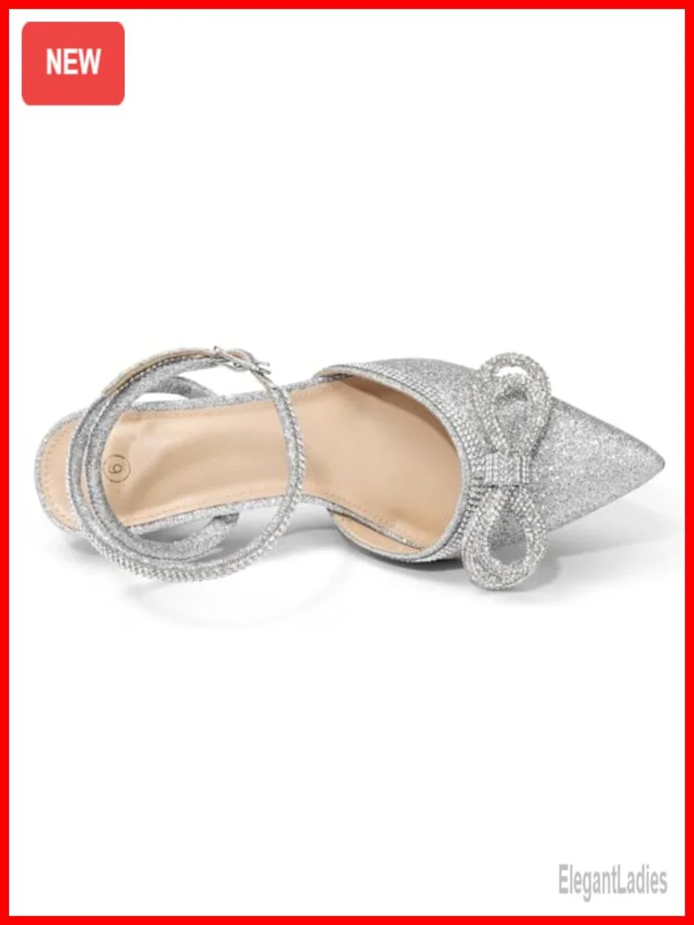 Rhinestone Bow Kitten Heels, Pointed Toe Ankle Strap Pumps Wedding Shoes